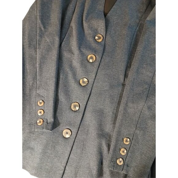 SOFT SURROUNDINGS Women’s Large Pleated Button Jacket Navy Blue 2EA76 - Picture 3 of 6